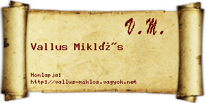 Vallus Miklós névjegykártya
